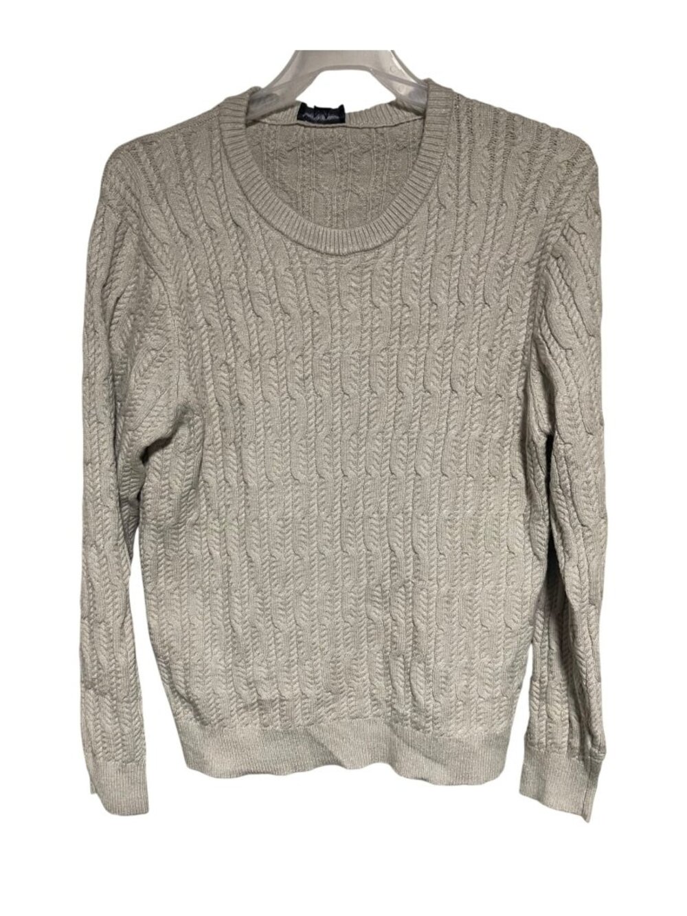 Magaschoni Mens Cable Knit Sweater Size M Cream Viscose Blend Long Sleeve